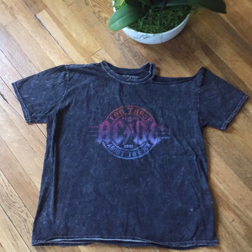 AC/DC cold shoulder rip tee